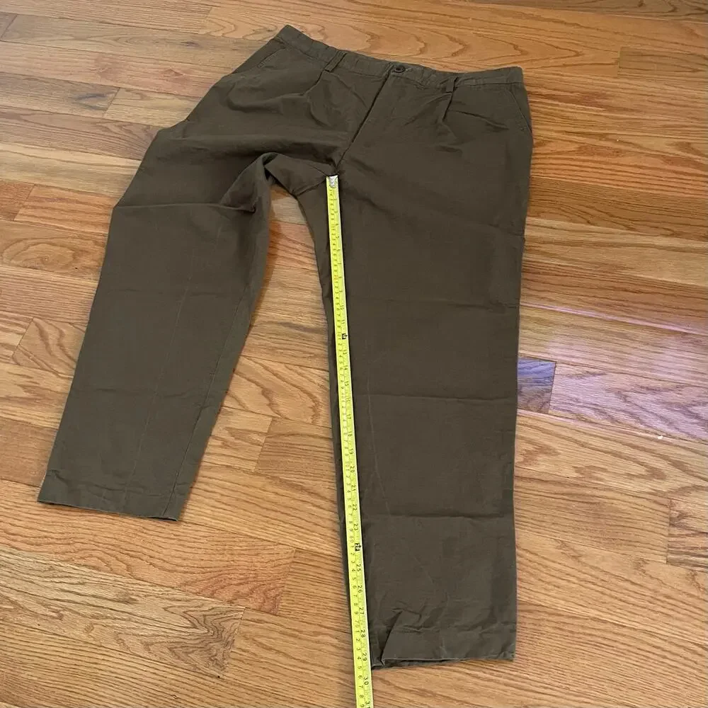 Zara Mens 36 Chino Pants Brown Mid Rise Regular Cotton Linen Casual Minimalist